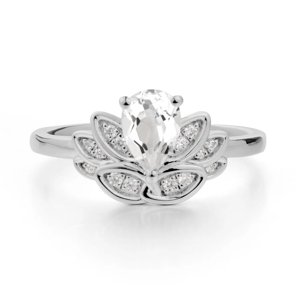 Teardrop White Topaz Petal Ring - Image 8