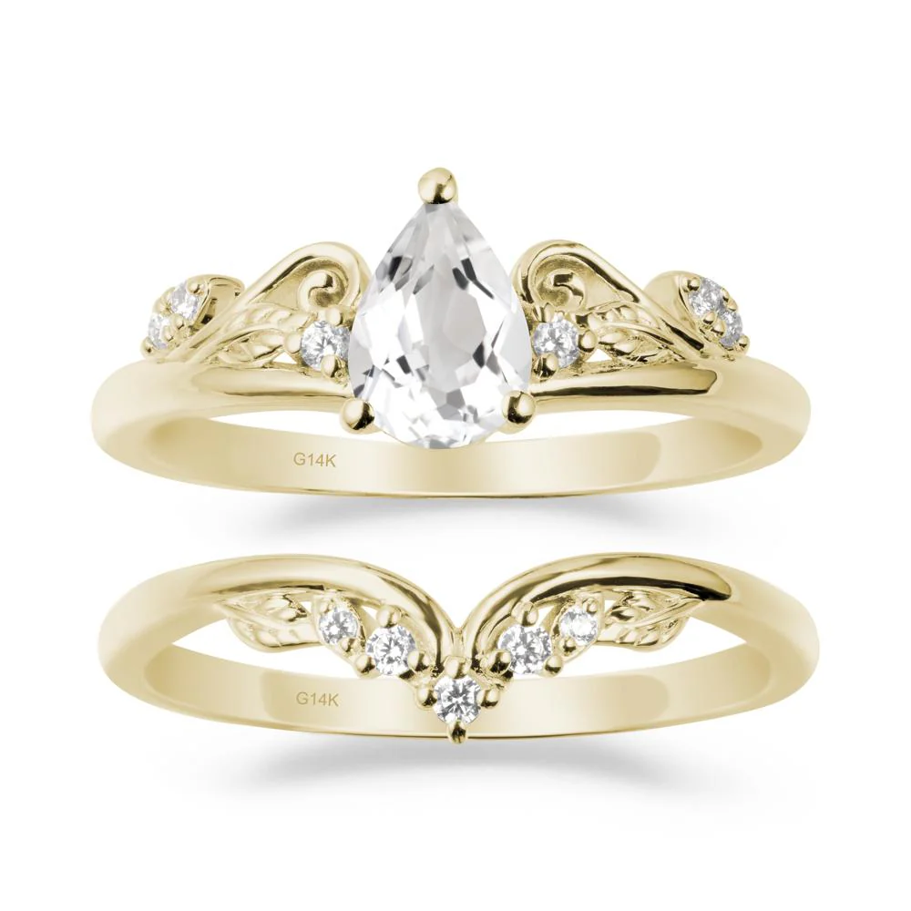 Teardrop White Topaz Promise Ring Set - Image 3