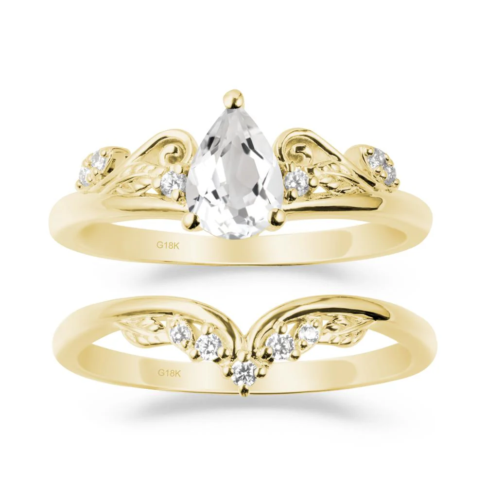 Teardrop White Topaz Promise Ring Set - Image 6