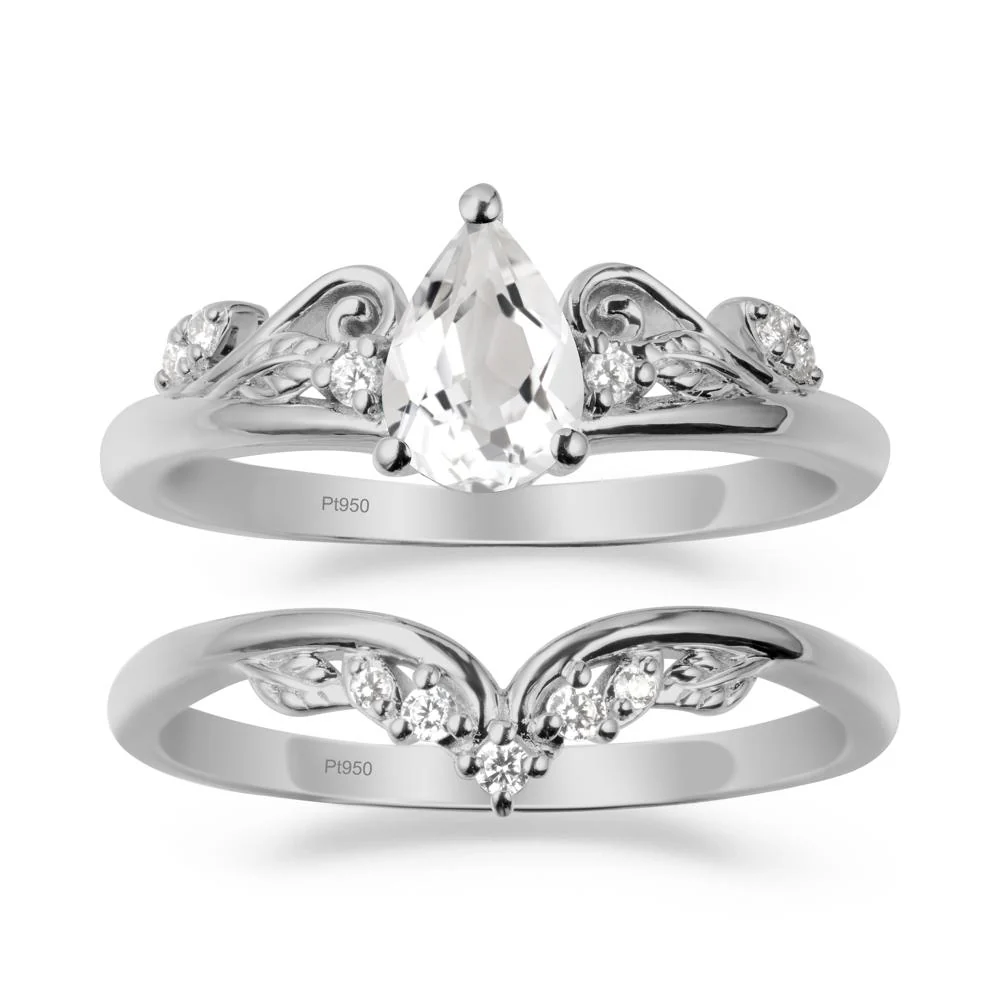 Teardrop White Topaz Promise Ring Set - Image 8