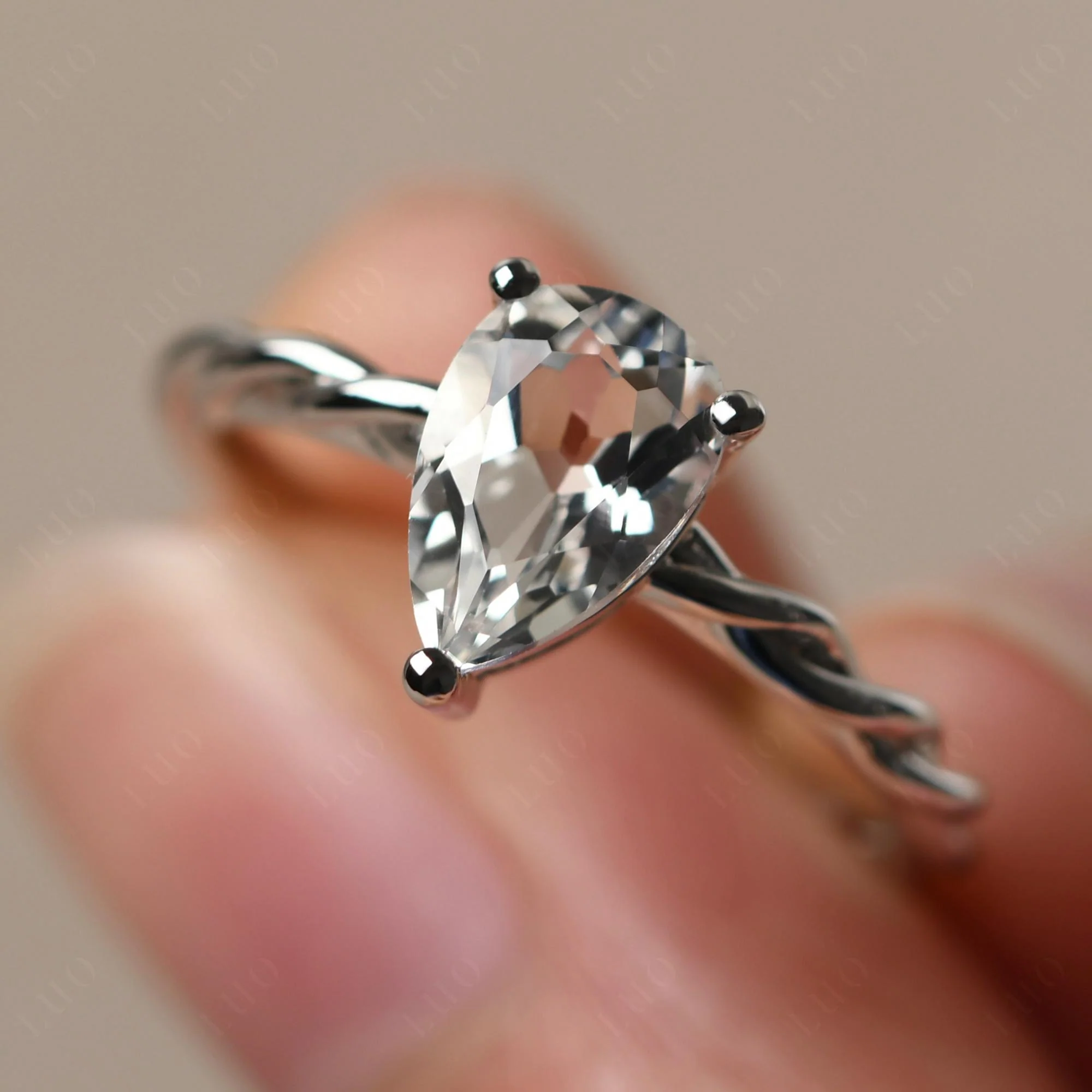 White Topaz Rope Band Ring - Image 10