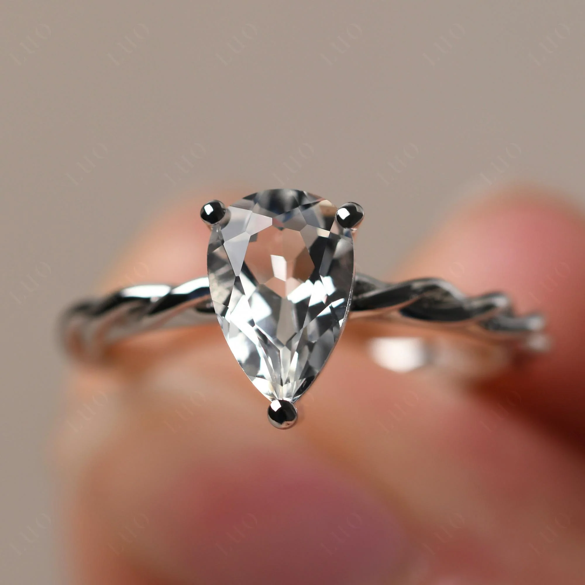 White Topaz Rope Band Ring - Image 11