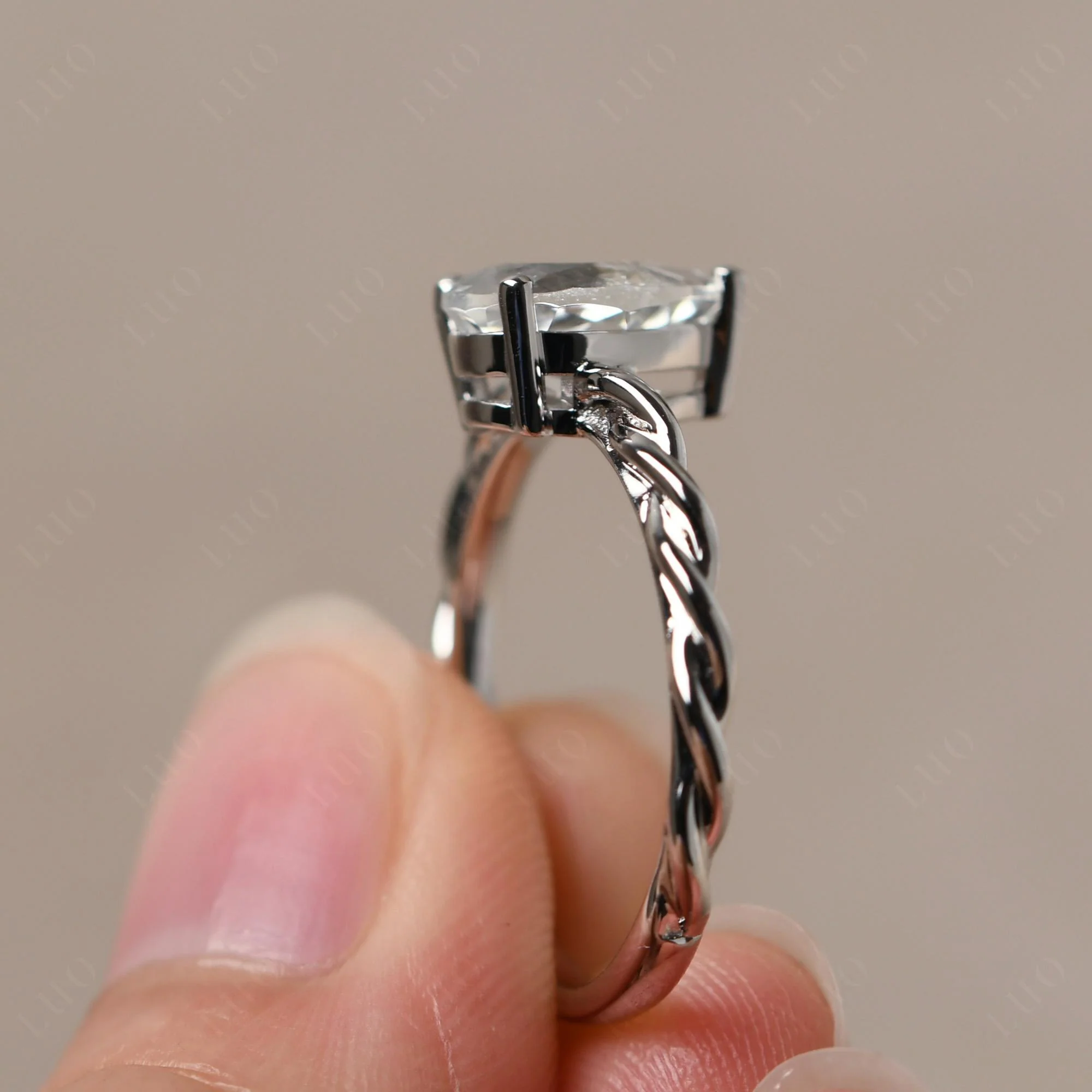 White Topaz Rope Band Ring - Image 13