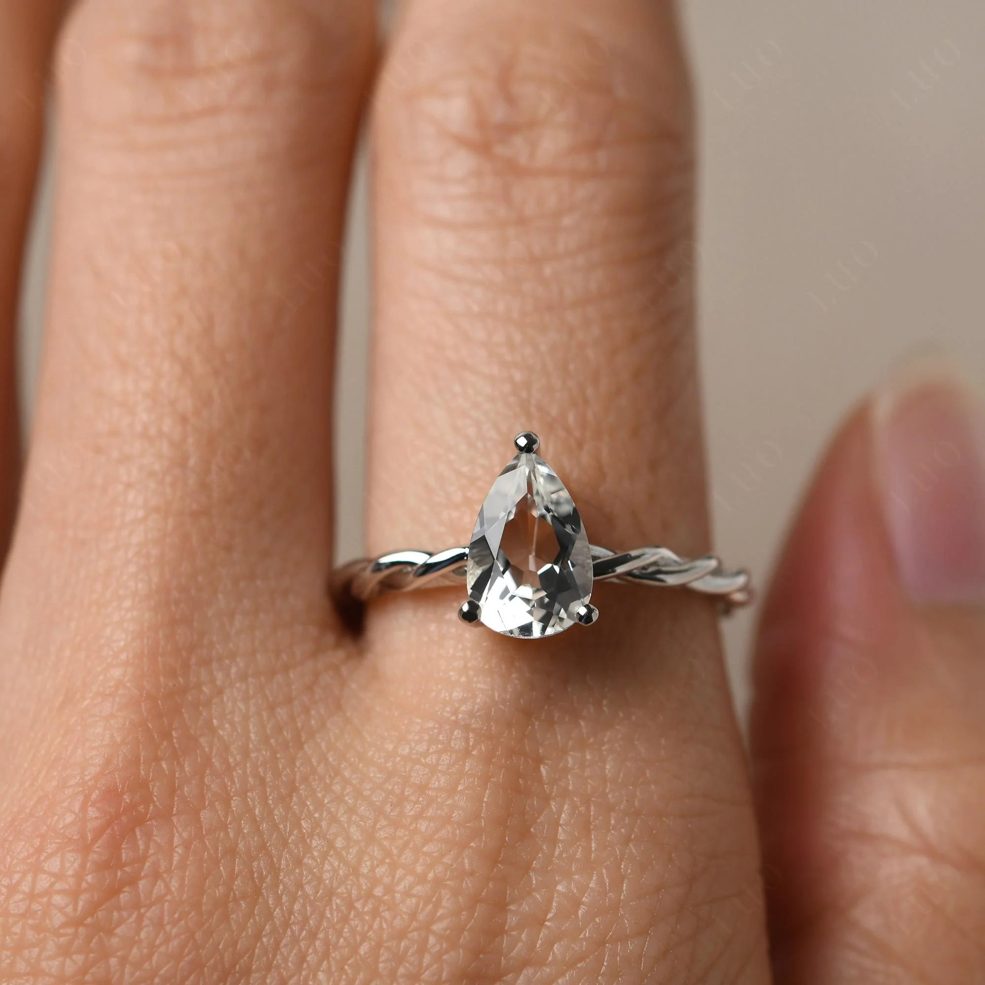 White Topaz Rope Band Ring - Image 14