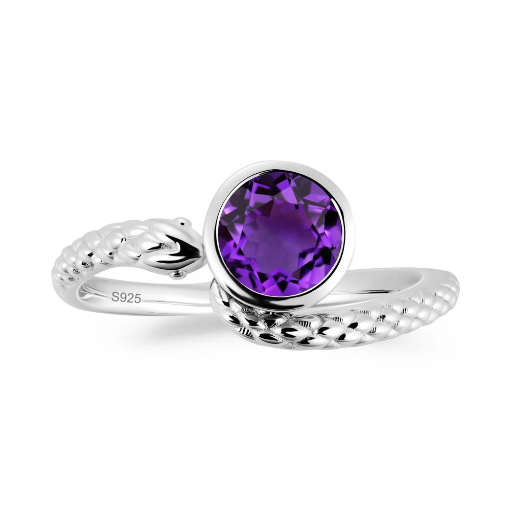 Textured Amethyst Snake Ring - Image 5