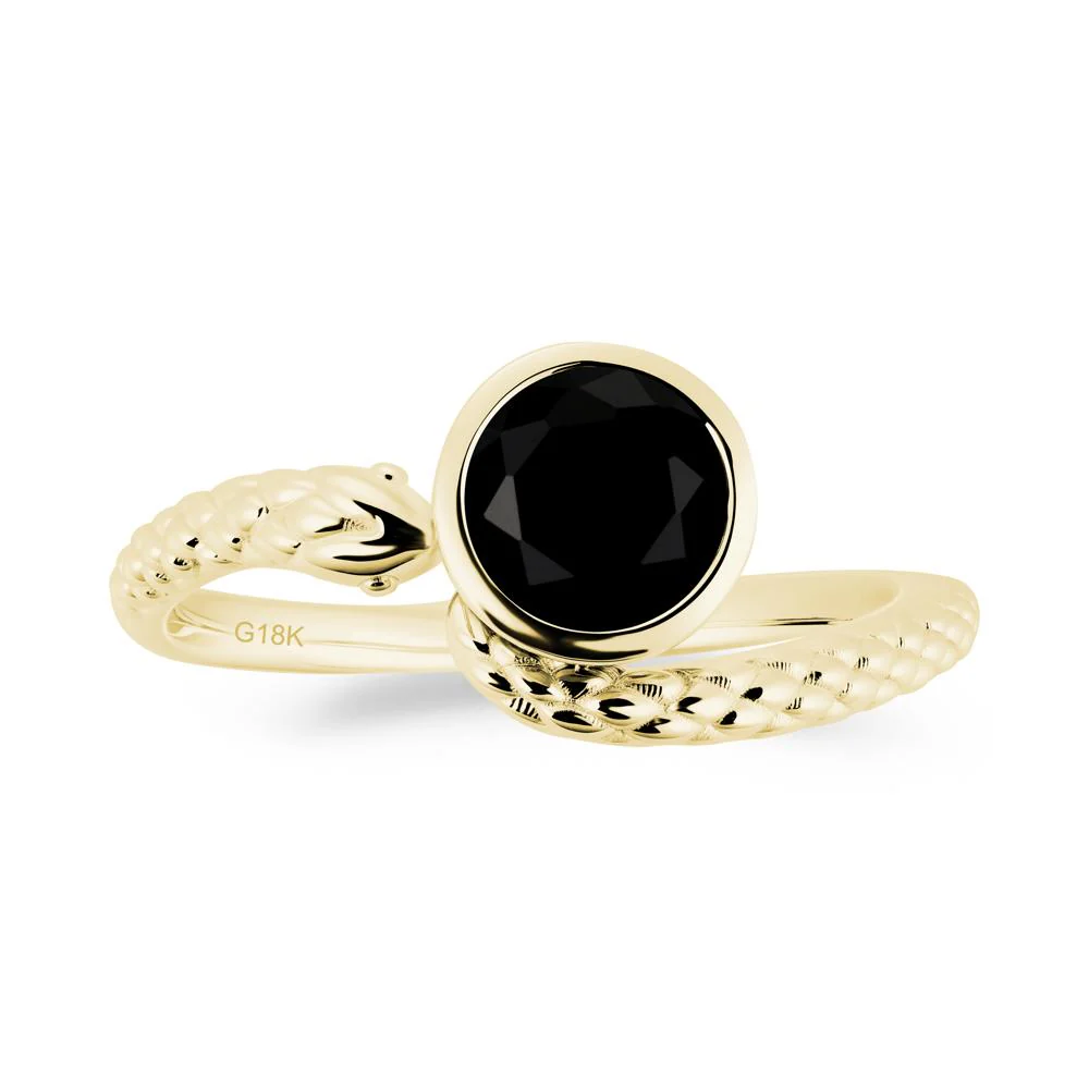 Textured Black Spinel Snake Ring - Image 6