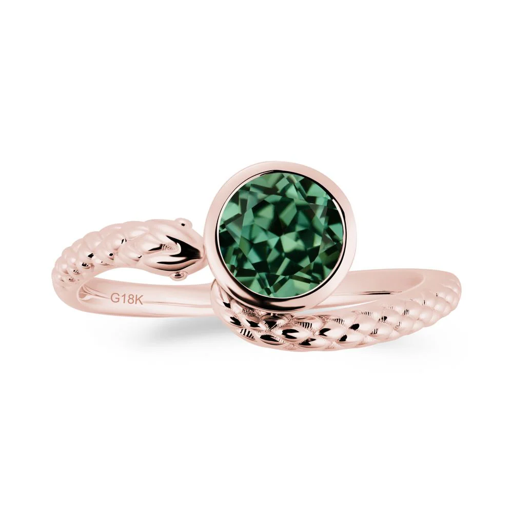Textured Green Sapphire Snake Ring - Image 2
