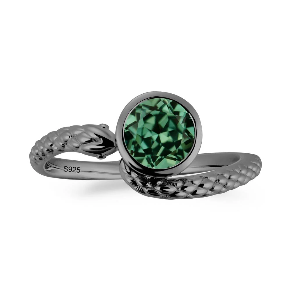Textured Green Sapphire Snake Ring - Image 3