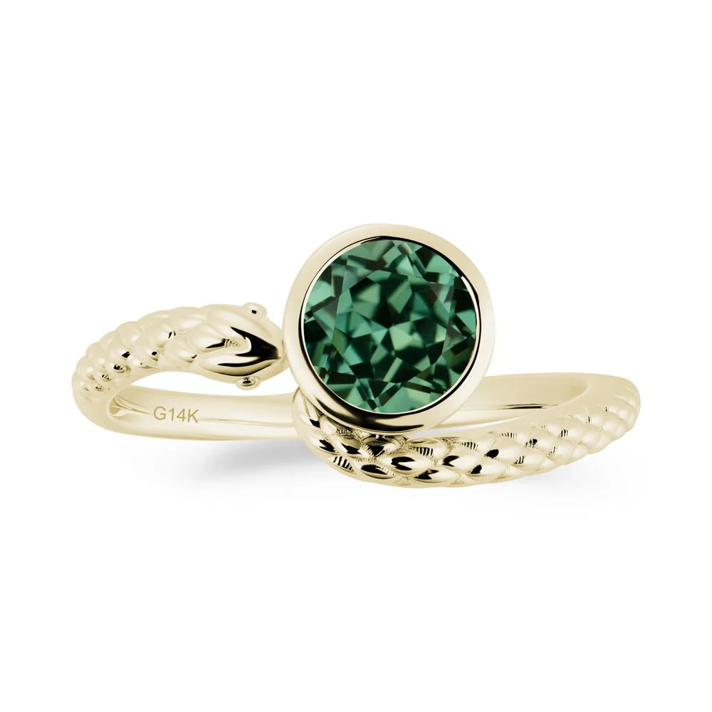 Textured Green Sapphire Snake Ring - Image 4