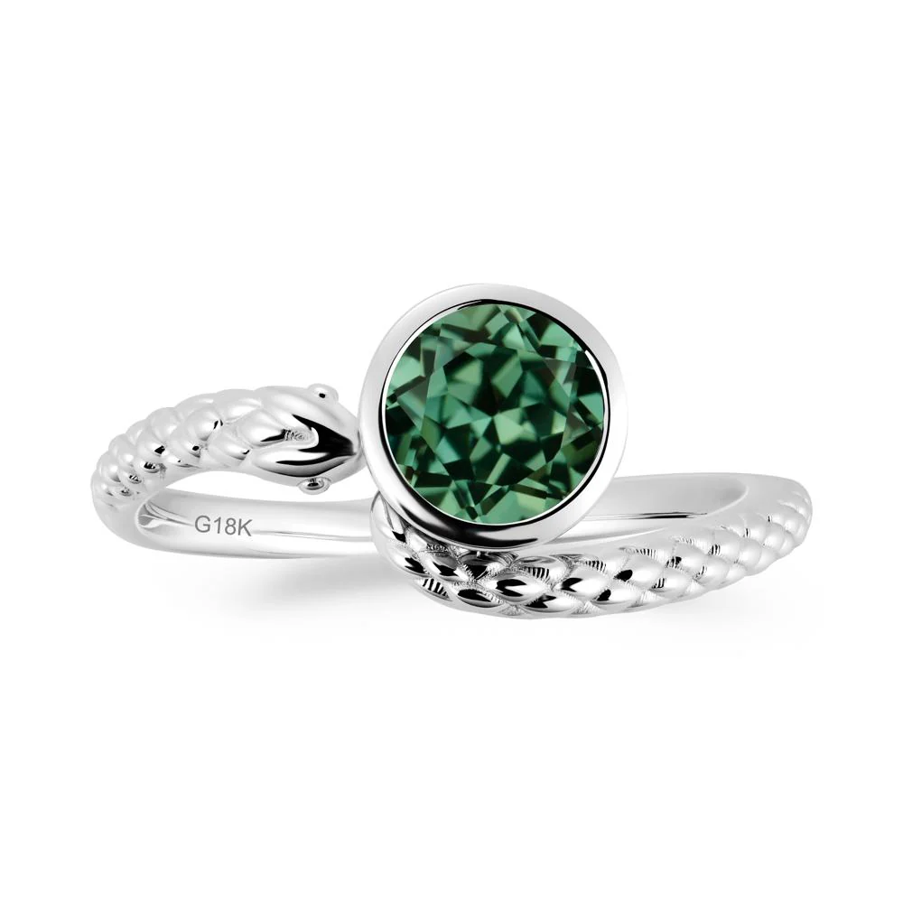 Textured Green Sapphire Snake Ring - Image 6
