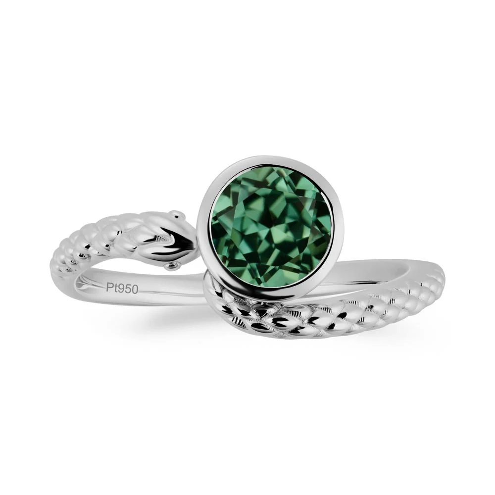 Textured Green Sapphire Snake Ring - Image 7