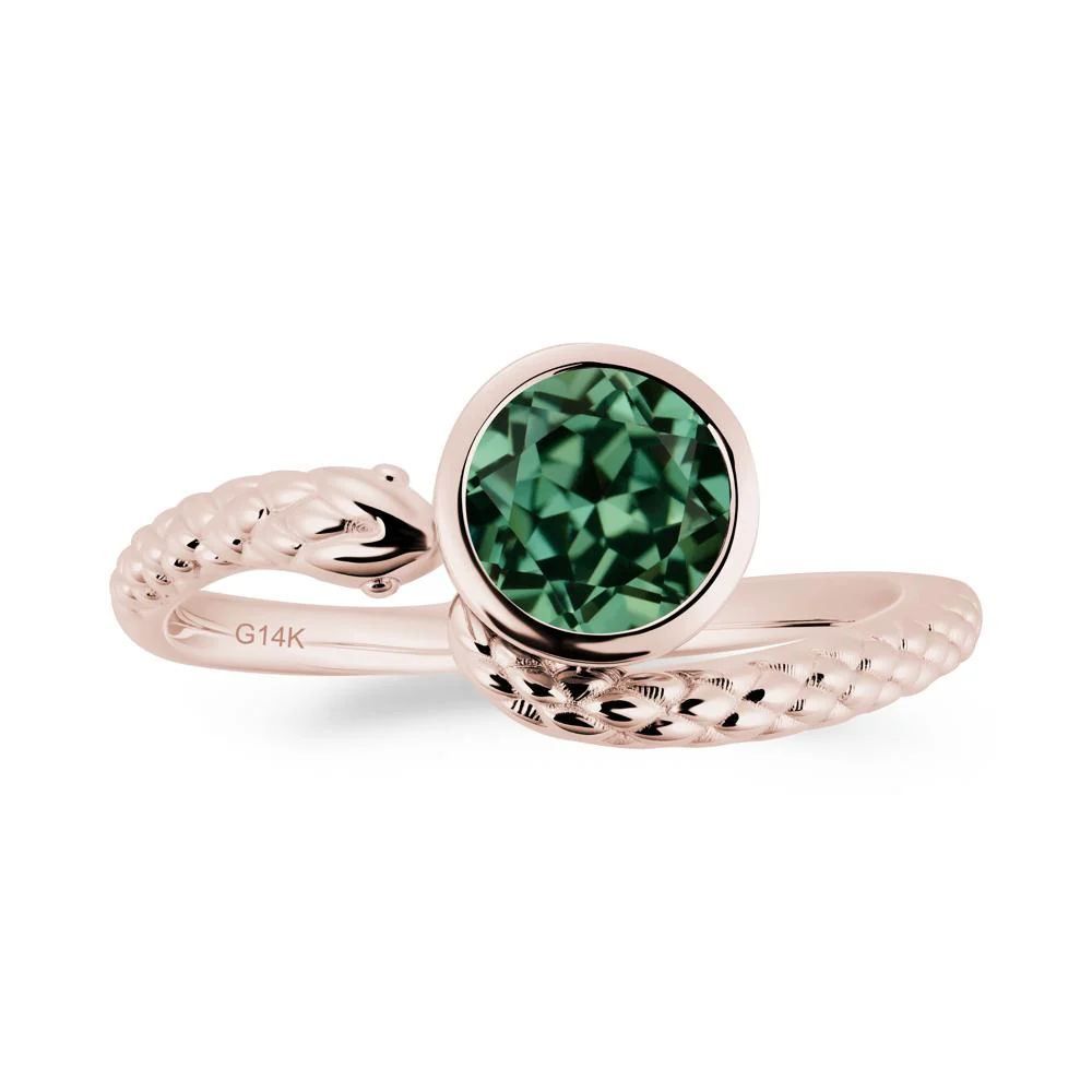 Textured Green Sapphire Snake Ring - Image 9