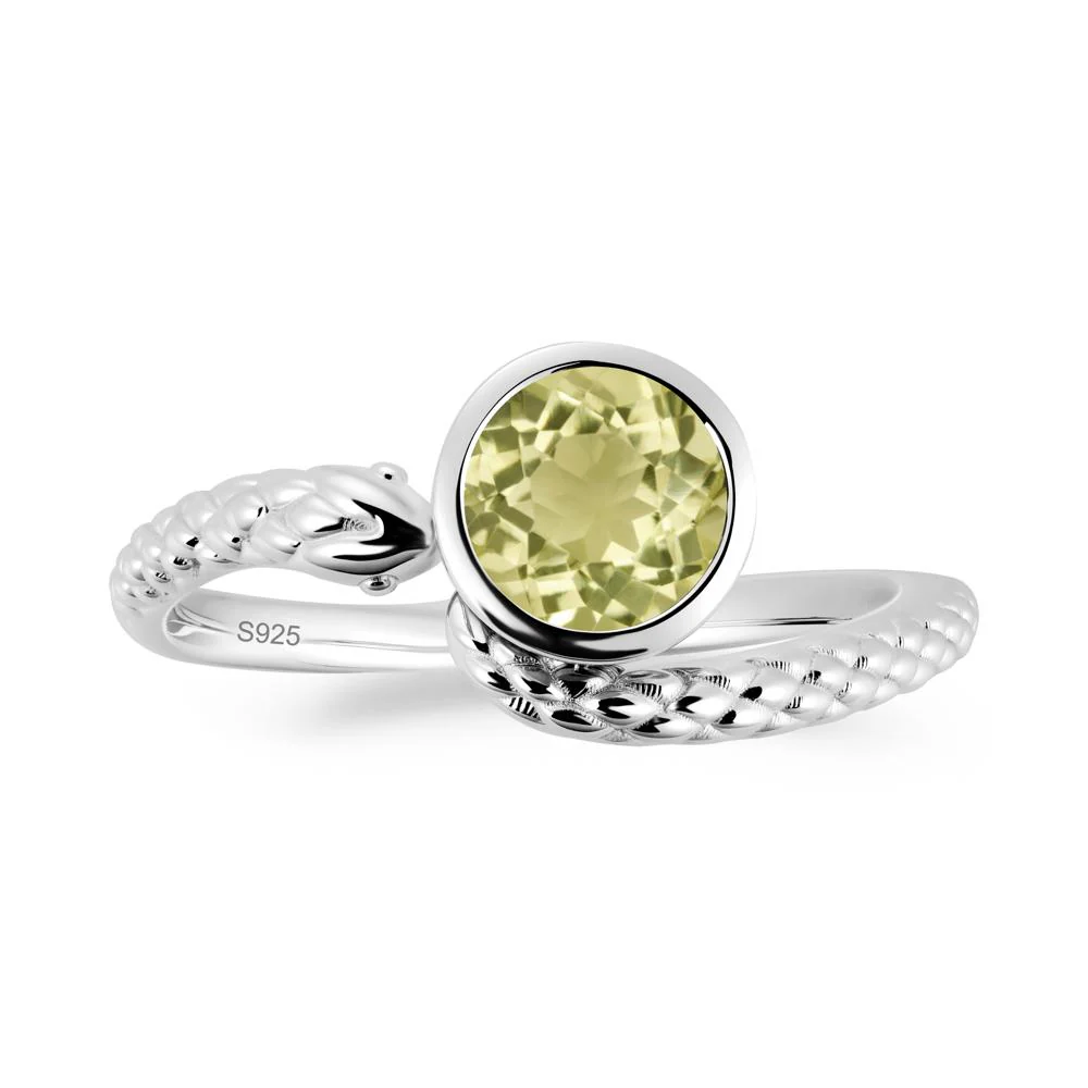 Textured Lemon Quartz Snake Ring - Image 5