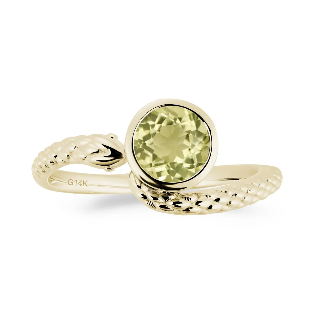 Textured Lemon Quartz Snake Ring - Image 6