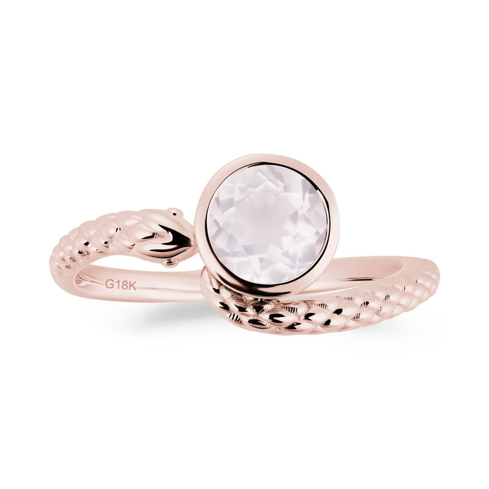 Textured Rose Quartz Snake Ring - Image 3