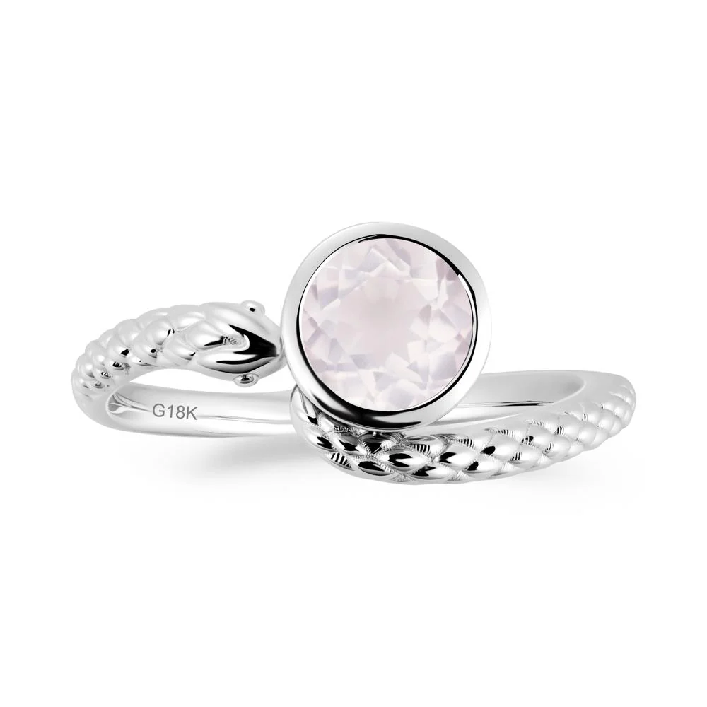 Textured Rose Quartz Snake Ring - Image 4