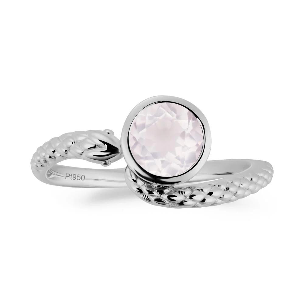 Textured Rose Quartz Snake Ring - Image 9