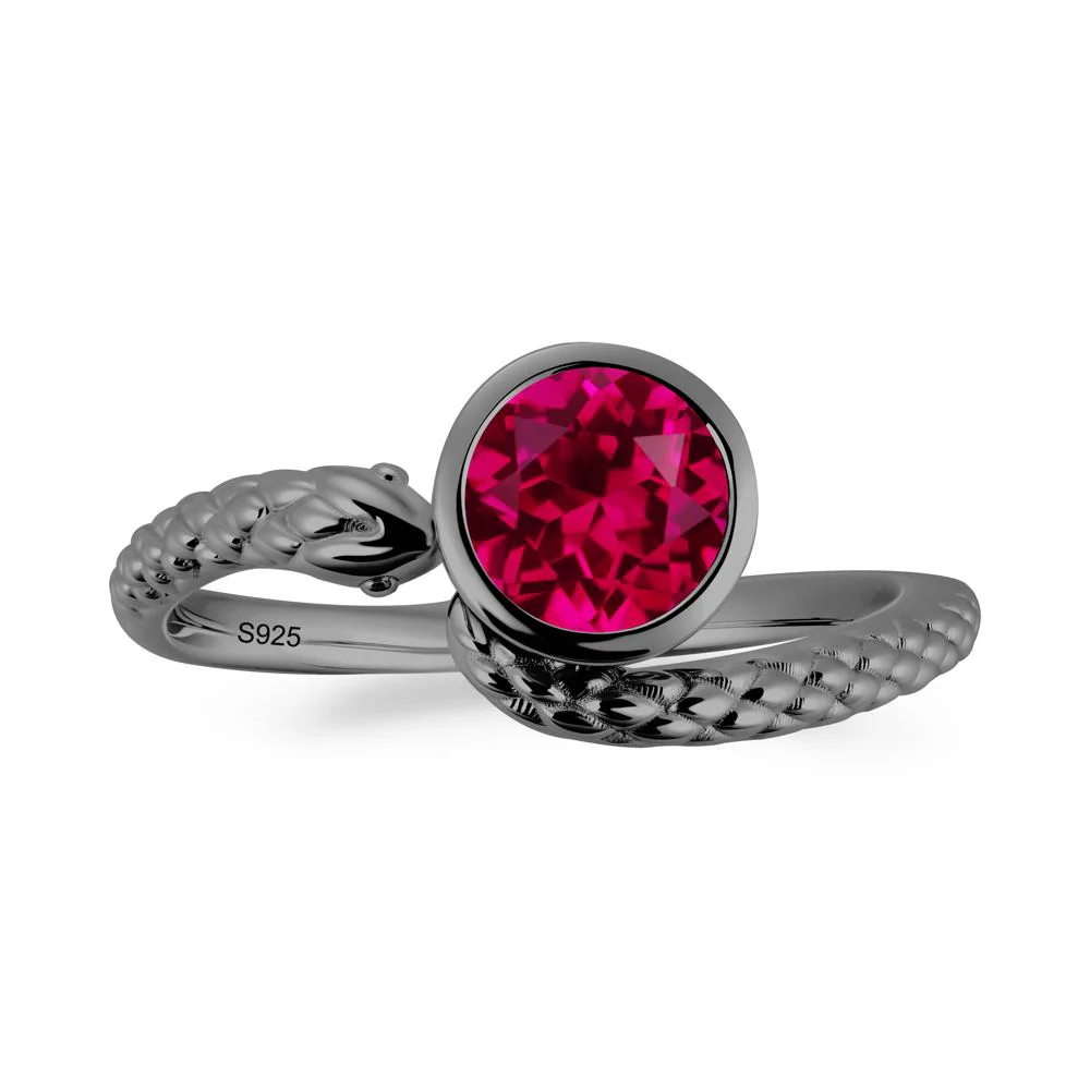 Textured Ruby Snake Ring - Image 3
