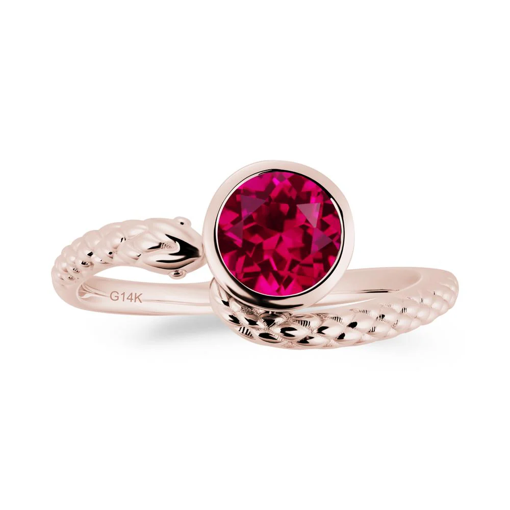 Textured Ruby Snake Ring - Image 4