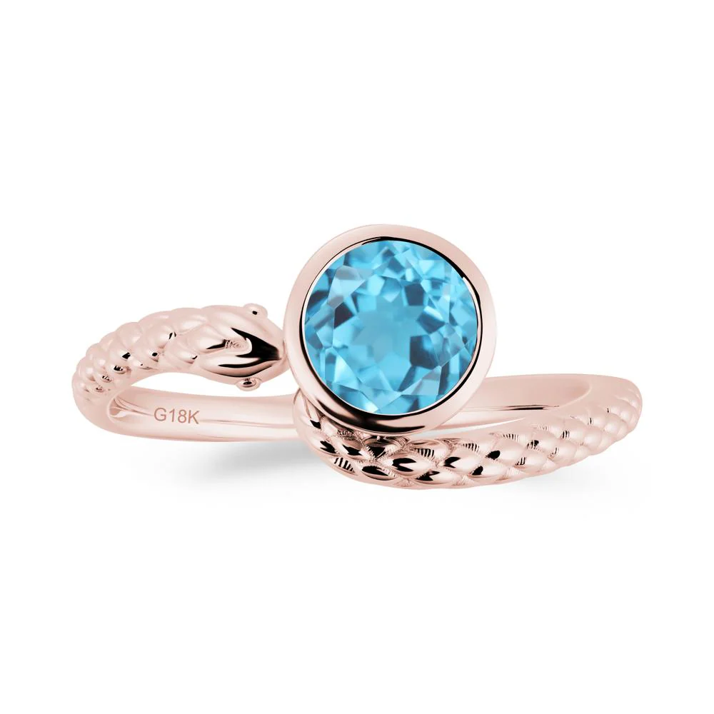 Textured Swiss Blue Topaz Snake Ring - Image 2