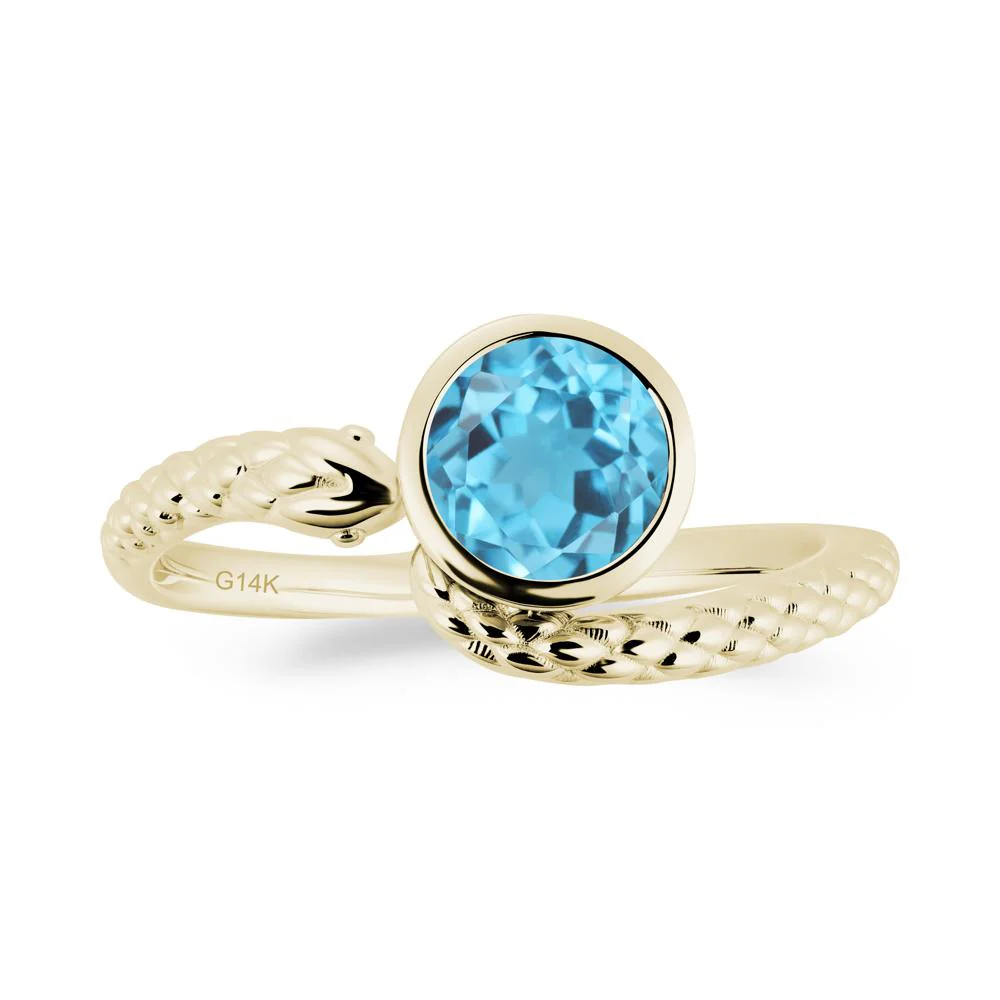 Textured Swiss Blue Topaz Snake Ring - Image 5