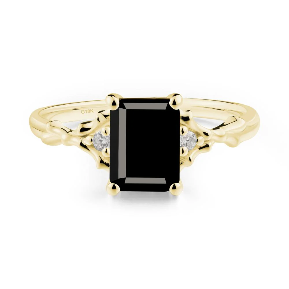 Thorn Twig Emerald Cut Black Spinel Ring - Image 2