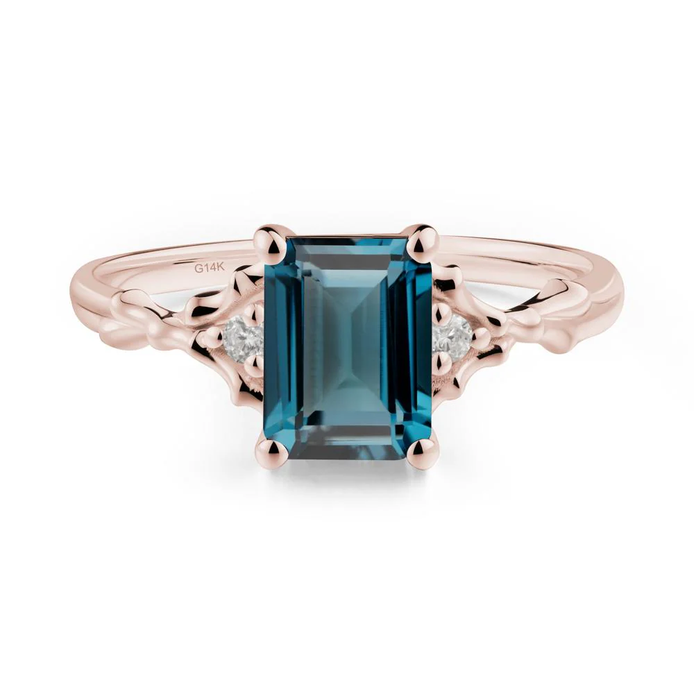 Thorn Twig Emerald Cut London Blue Topaz Ring - Image 3