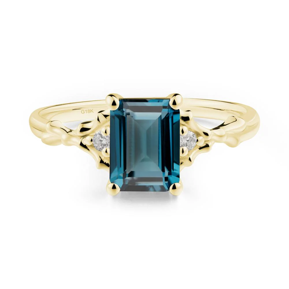 Thorn Twig Emerald Cut London Blue Topaz Ring - Image 4