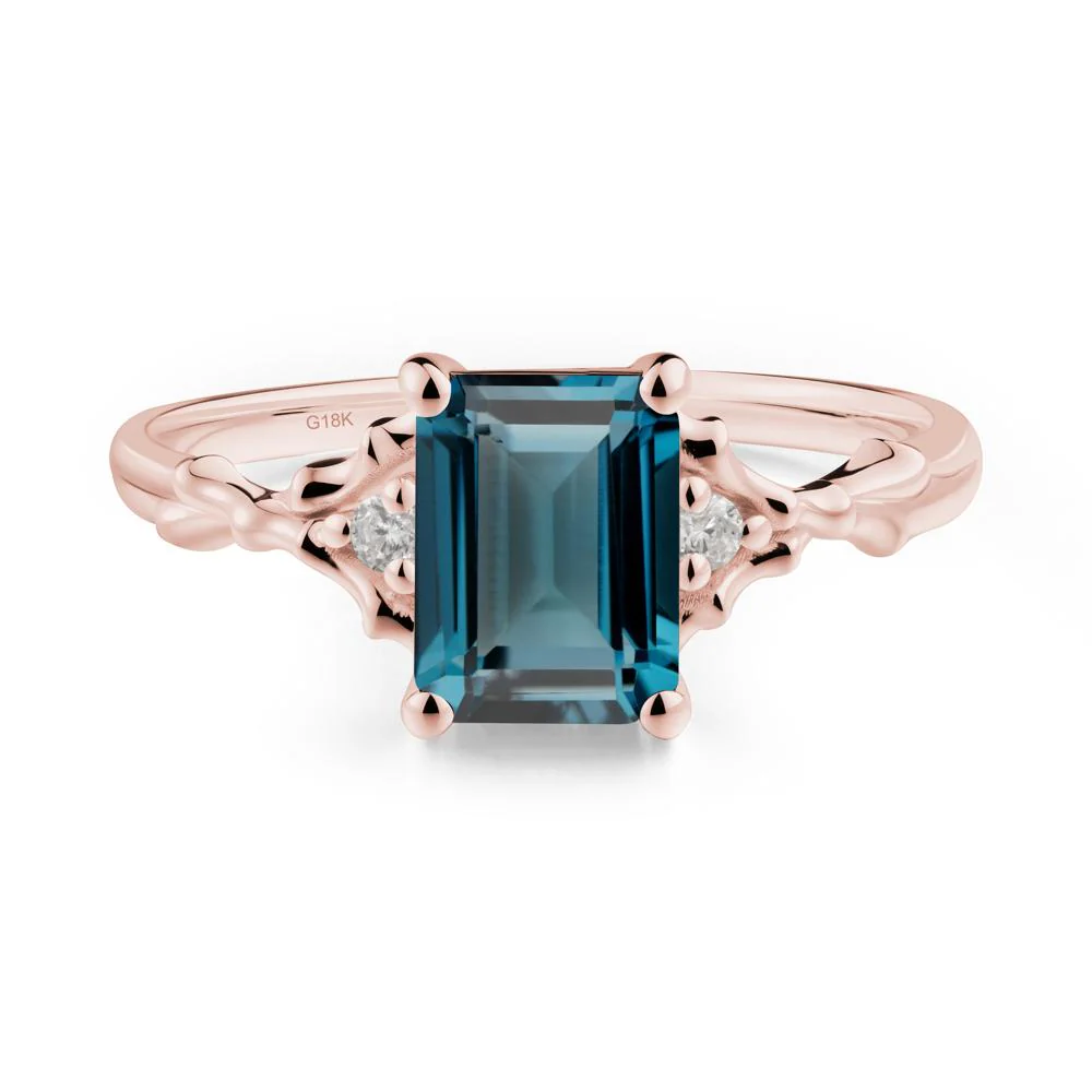 Thorn Twig Emerald Cut London Blue Topaz Ring - Image 5