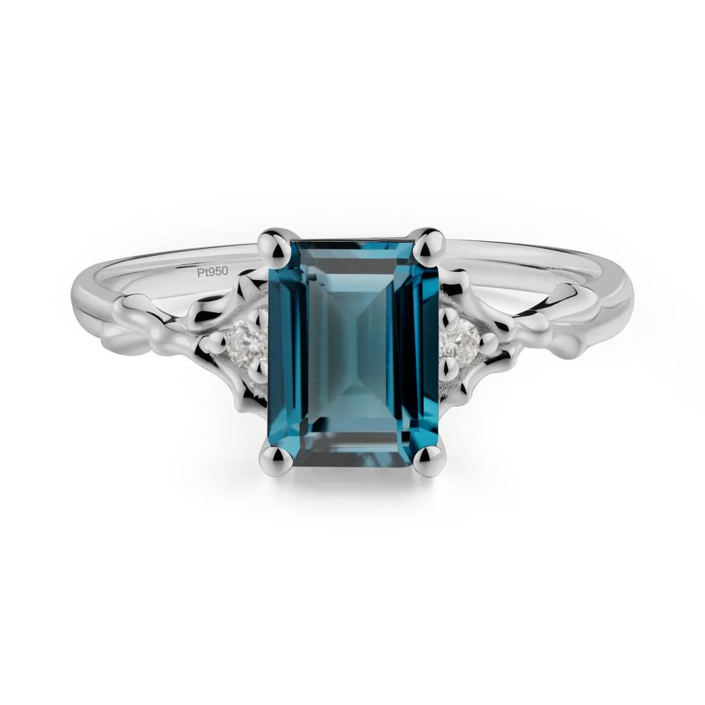Thorn Twig Emerald Cut London Blue Topaz Ring - Image 8