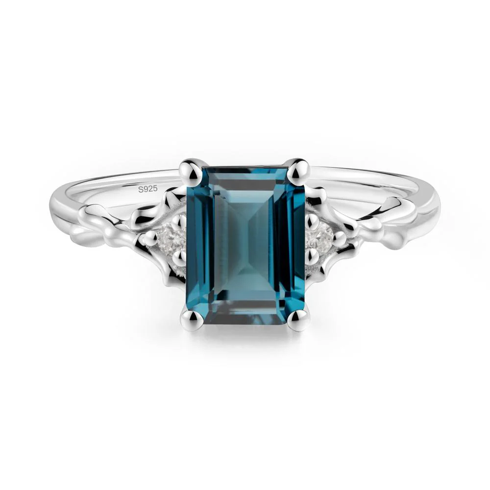 Thorn Twig Emerald Cut London Blue Topaz Ring - Image 9
