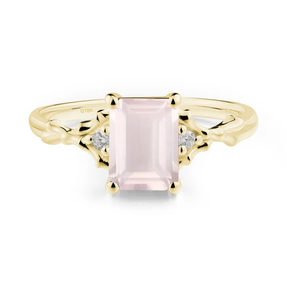 Thorn Twig Emerald Cut Rose Quartz Ring - Image 2