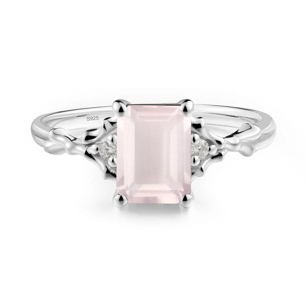 Thorn Twig Emerald Cut Rose Quartz Ring - Image 9