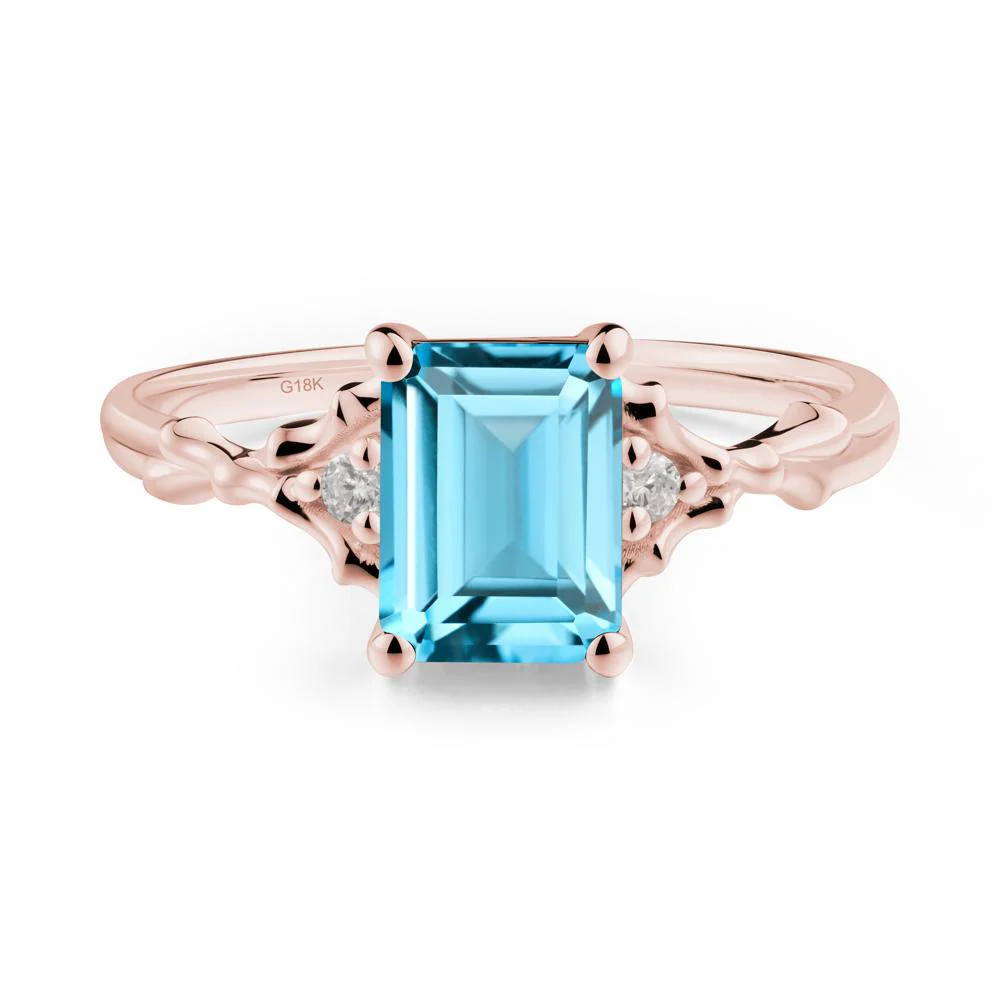 Thorn Twig Emerald Cut Swiss Blue Topaz Ring - Image 2