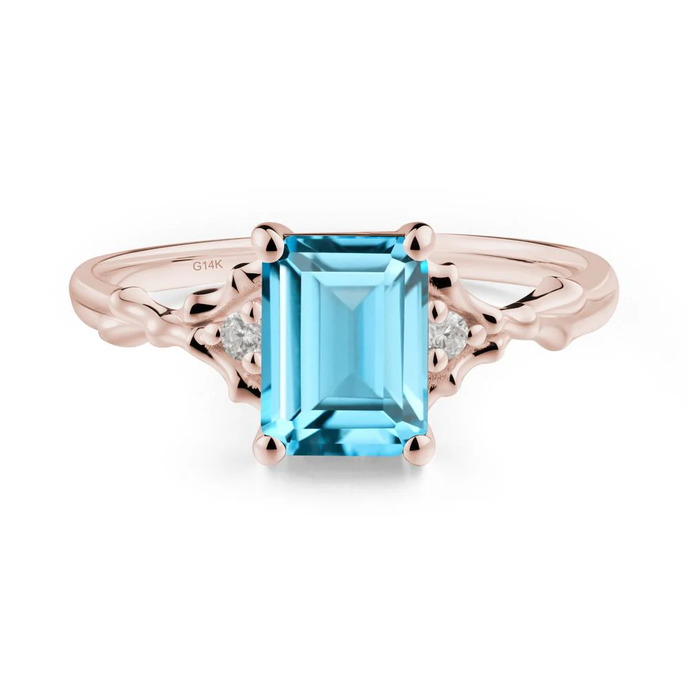 Thorn Twig Emerald Cut Swiss Blue Topaz Ring - Image 3