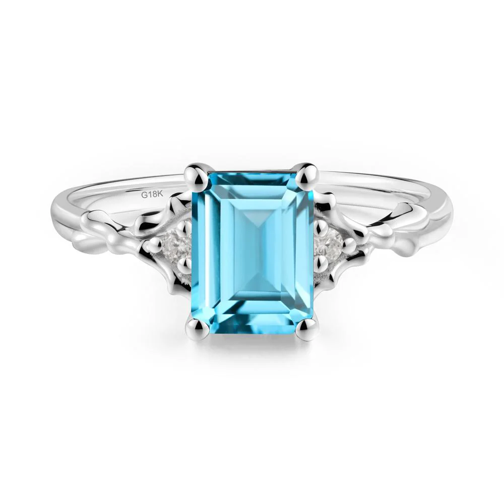 Thorn Twig Emerald Cut Swiss Blue Topaz Ring - Image 4