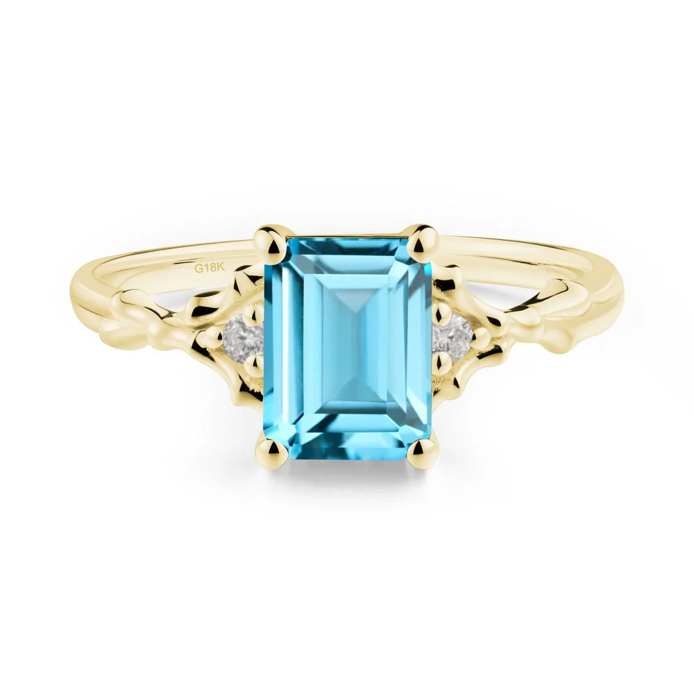 Thorn Twig Emerald Cut Swiss Blue Topaz Ring - Image 5