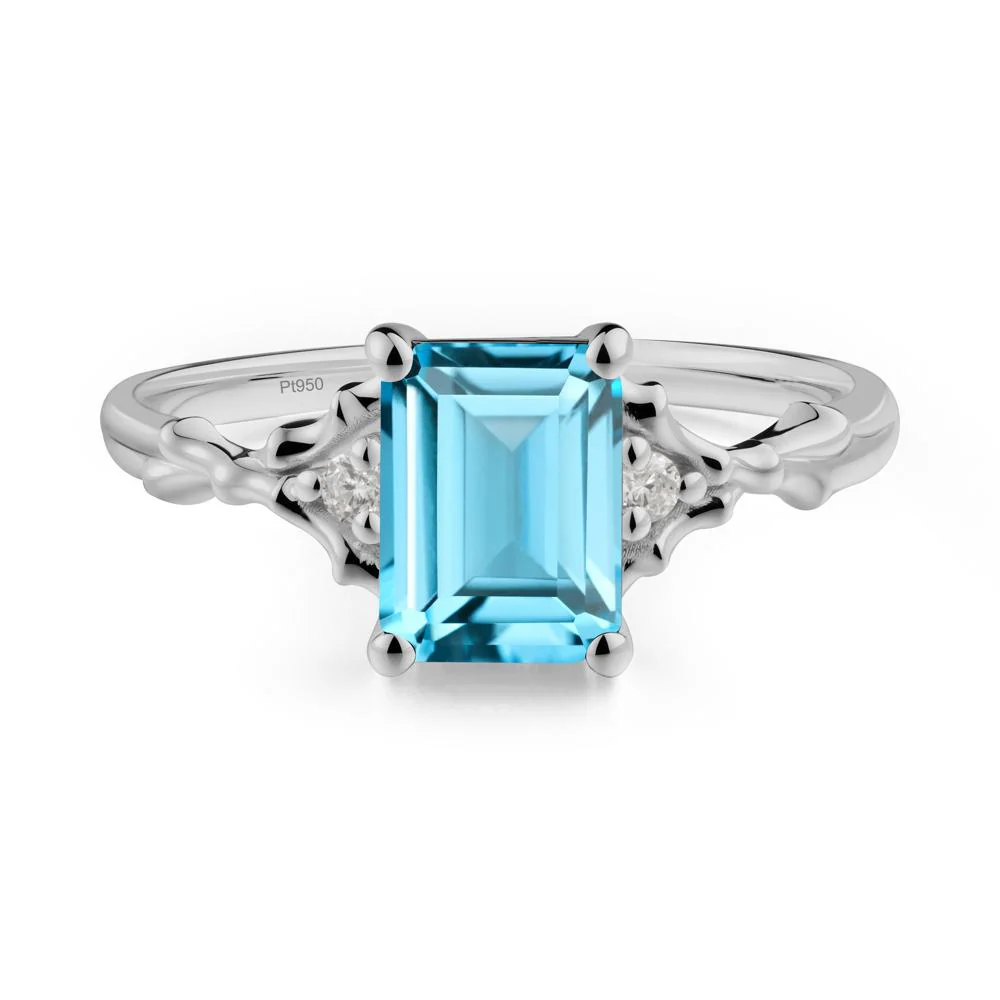 Thorn Twig Emerald Cut Swiss Blue Topaz Ring - Image 6