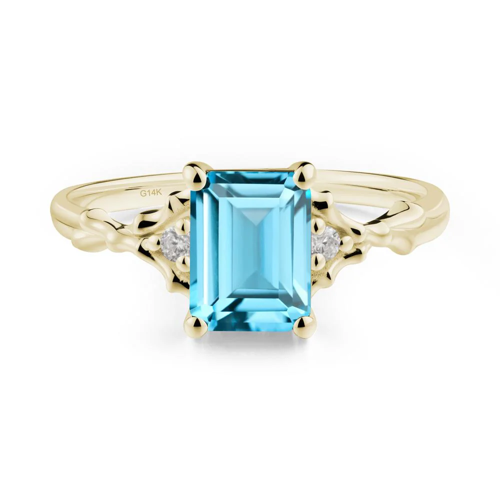 Thorn Twig Emerald Cut Swiss Blue Topaz Ring - Image 7