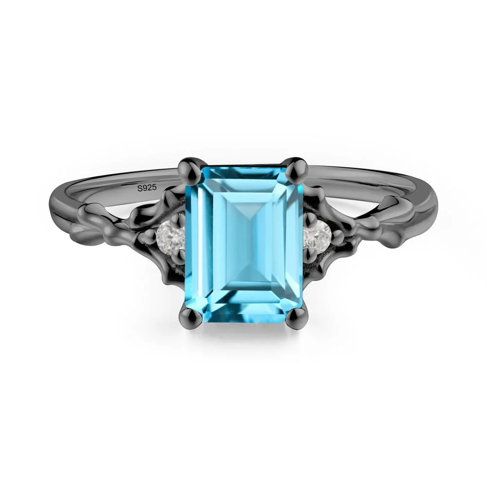 Thorn Twig Emerald Cut Swiss Blue Topaz Ring - Image 9