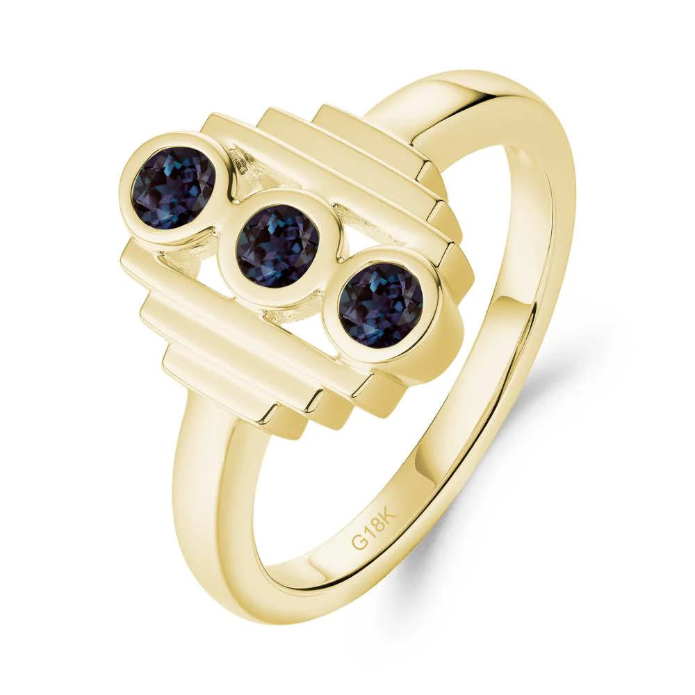 Three Stone Alexandrite Statement Ring - Image 2