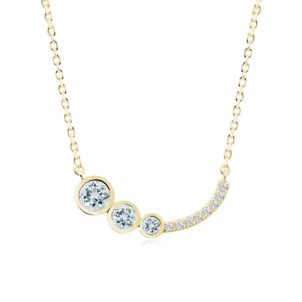 Three Stone Bezel-Set Aquamarine Necklace - Image 2