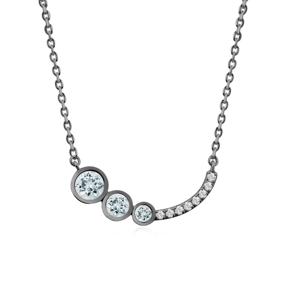 Three Stone Bezel-Set Aquamarine Necklace - Image 3