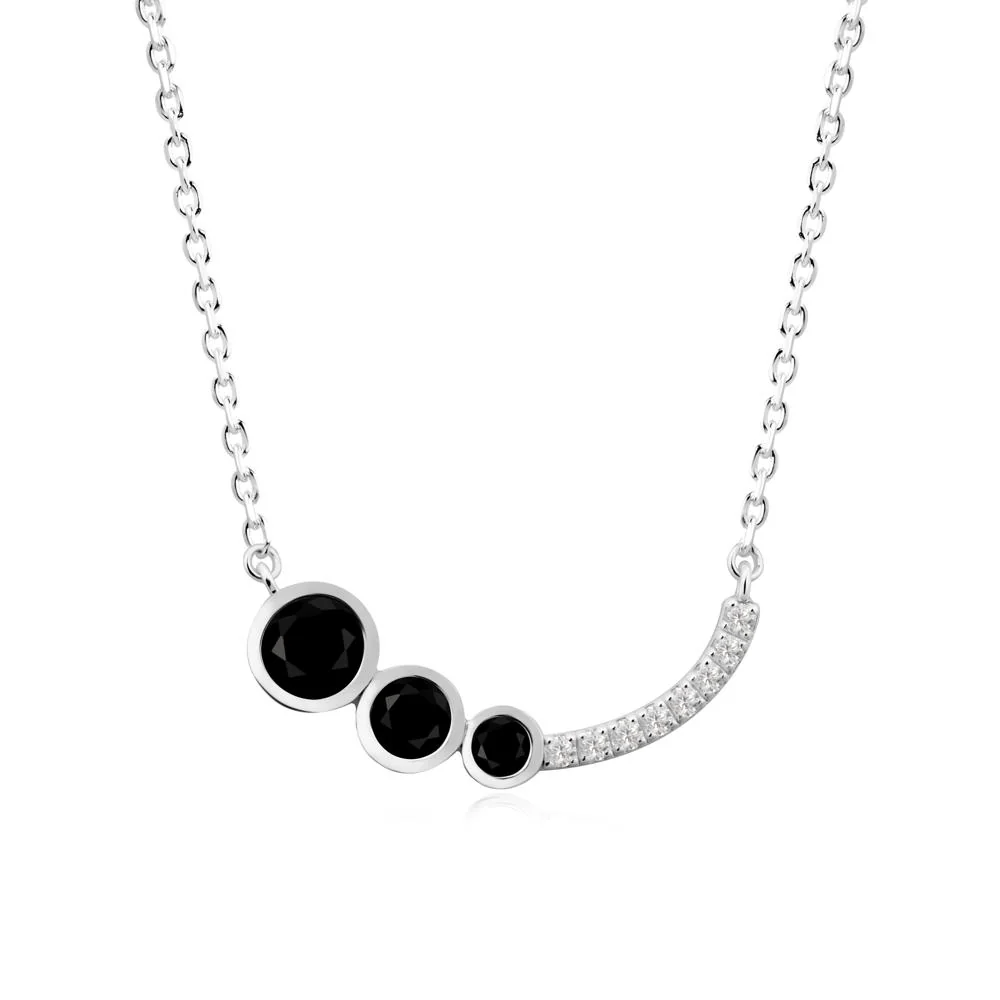 Three Stone Bezel-Set Black Spinel Necklace - Image 4