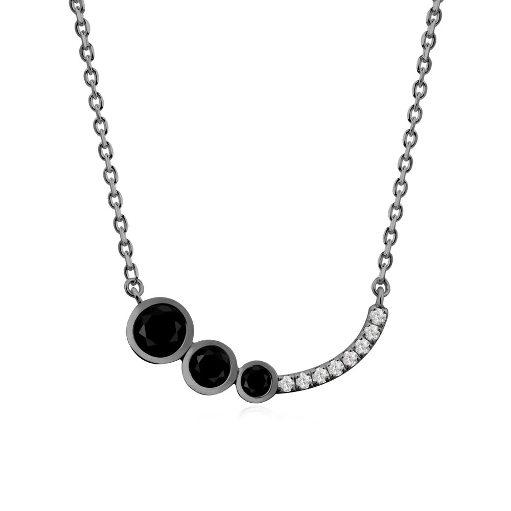 Three Stone Bezel-Set Black Spinel Necklace - Image 5