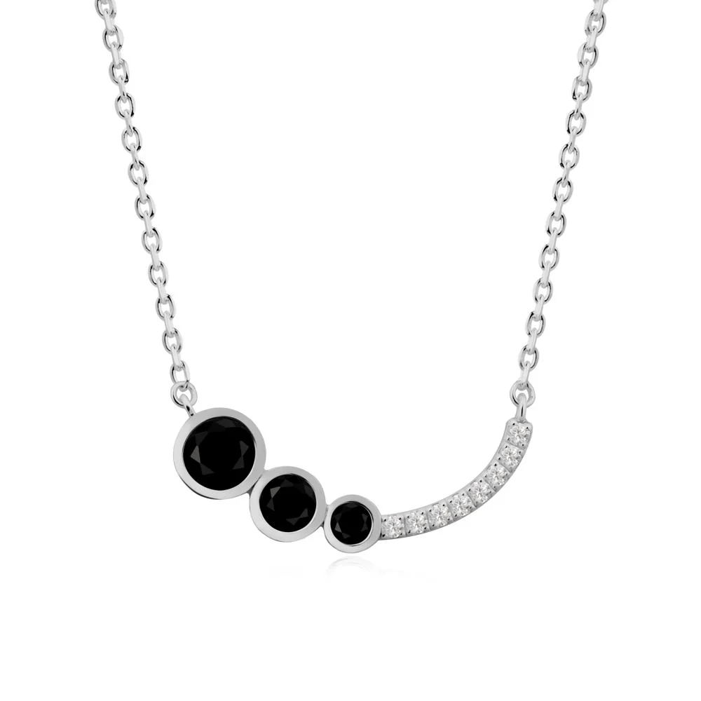 Three Stone Bezel-Set Black Spinel Necklace - Image 9