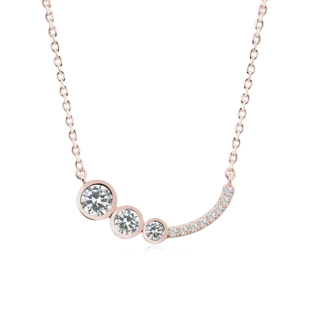Three Stone Bezel-Set Cubic Zirconia Necklace - Image 5