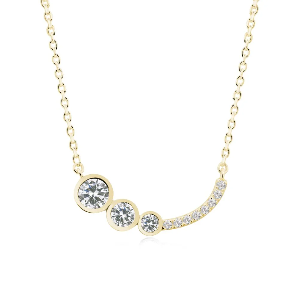 Three Stone Bezel-Set Cubic Zirconia Necklace - Image 8