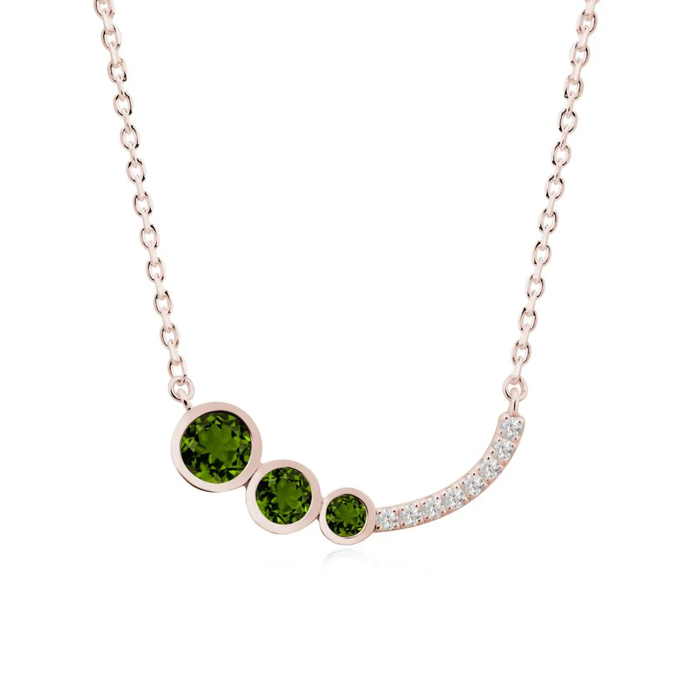 Three Stone Bezel-Set Diopside Necklace