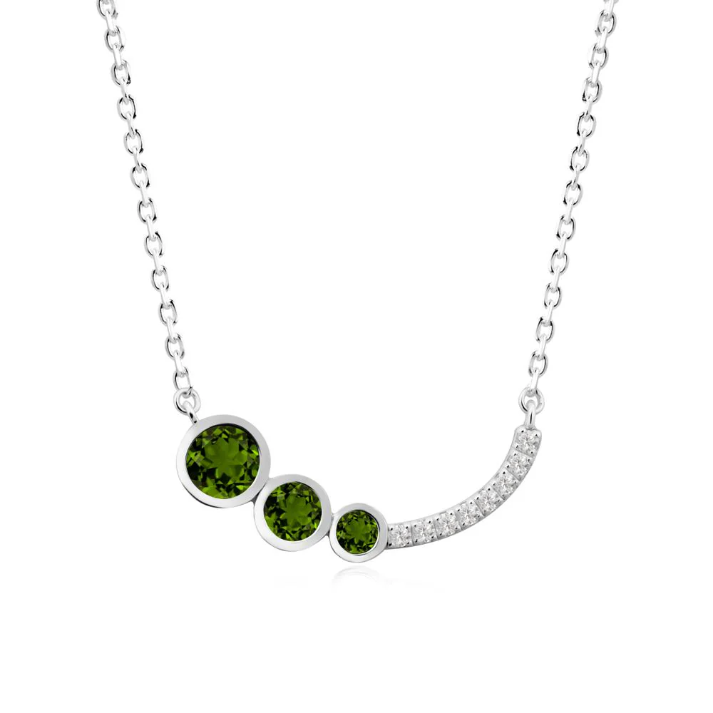 Three Stone Bezel-Set Diopside Necklace - Image 2